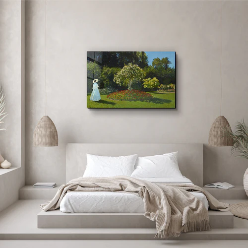 ・"Claude Monet's Lady in the garden (1867)"・Glass Wall Art - Image 3