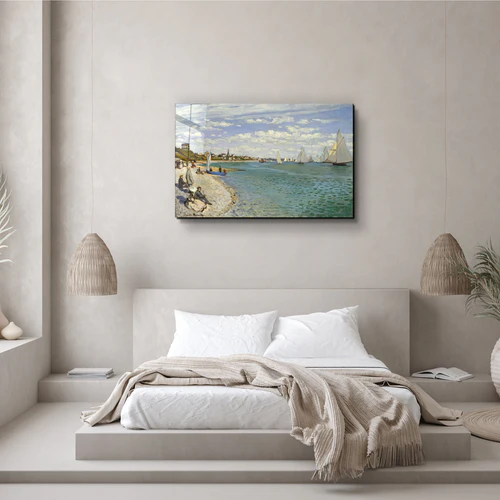 ・"Regatta at Sainte-Adresse (1867) by Claude Monet"・Glass Wall Art - Image 3