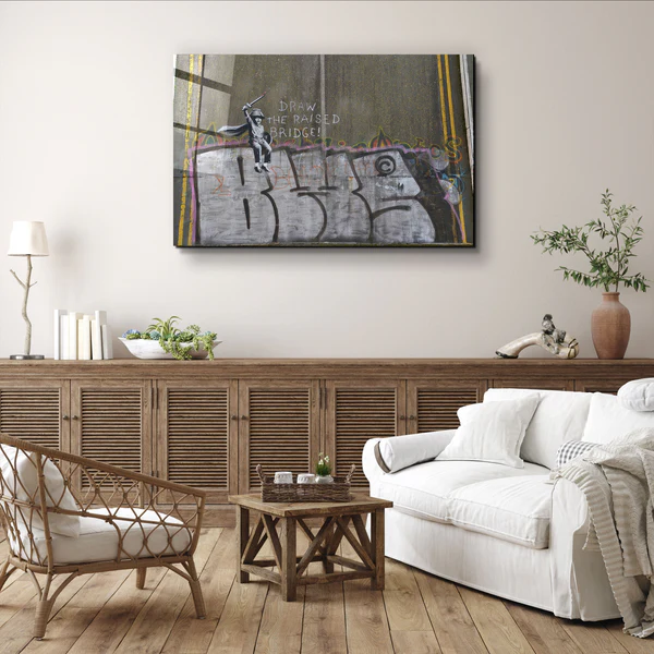・"Banksy - Draw the Raised Bridge"・Designer's Collection Glass Wall Art - Image 2