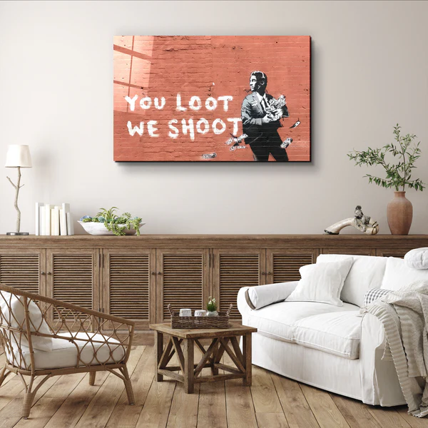 ・"Banksy - You Loot We Shoot"・Designer's Collection Glass Wall Art - Image 2