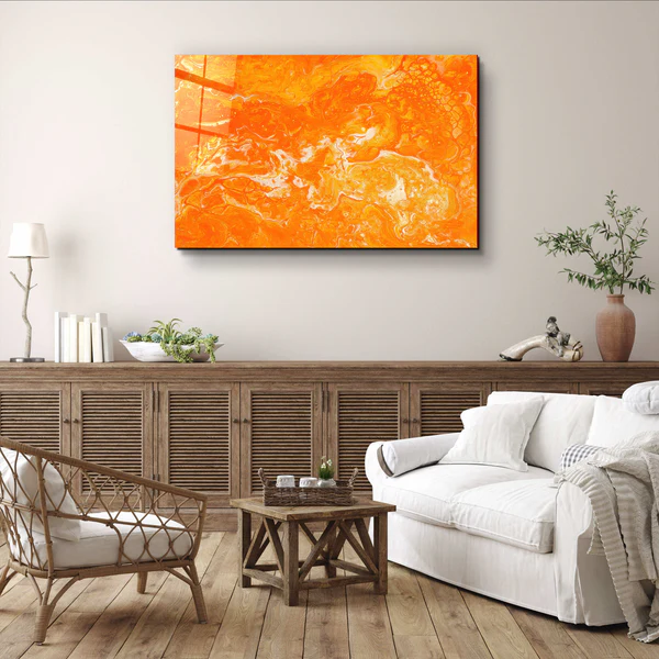 ・"Marble Collection H18 - Orange Juice"・Glass Wall Art - Image 2