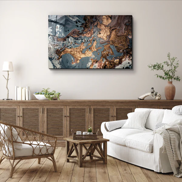 ・"Gray Marble with Bronze Dust"・Glass Wall Art - Image 2
